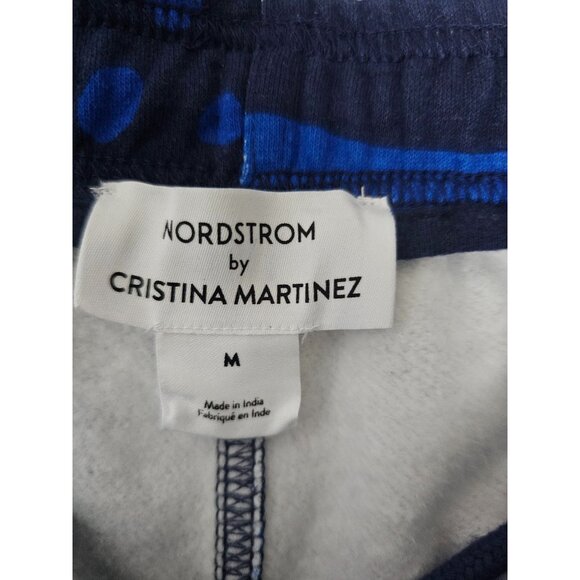 Nordstrom Cristina Martinez Medium Blue Sweat Striped Fleece Drawstring Organic - Picture 4 of 5